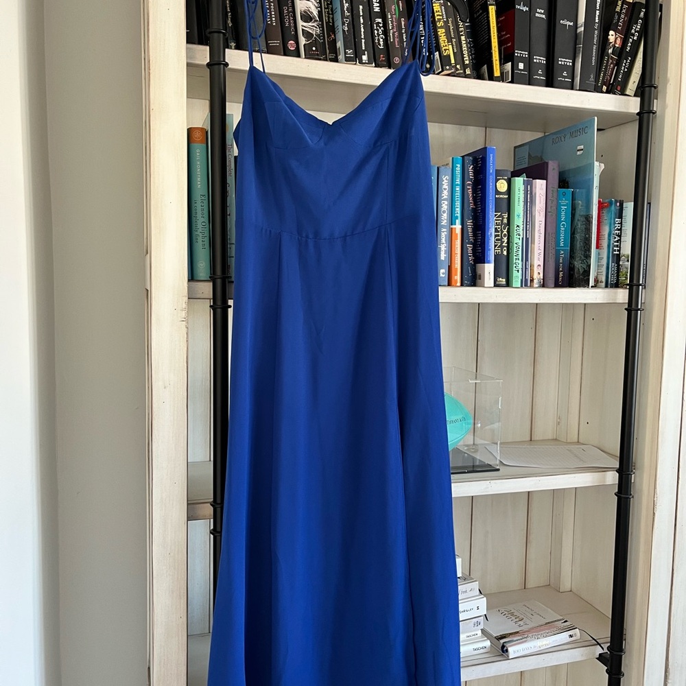 Elegant Blue Spaghetti Strap Dress
